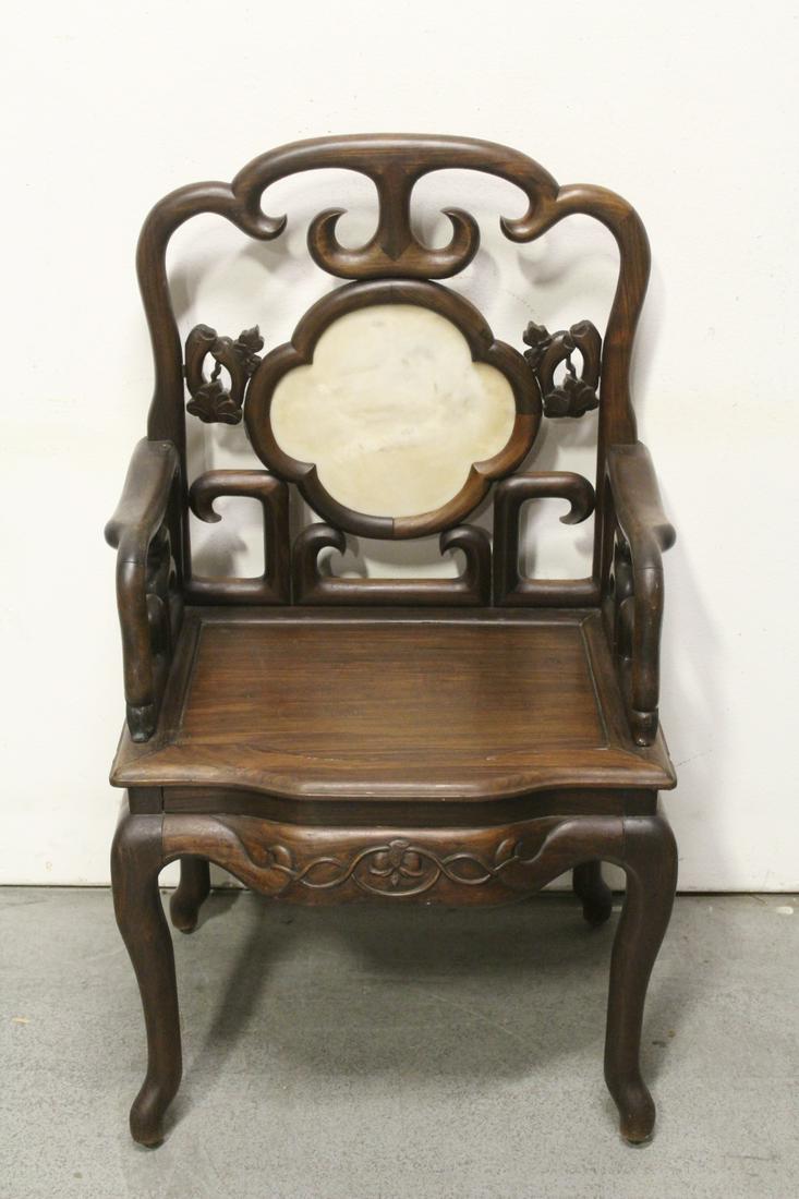 Chinese antique rosewood armchair w/ marble back: Chinese antique rosewood armchair with marble back, 44"Hx25.5"x20.5"