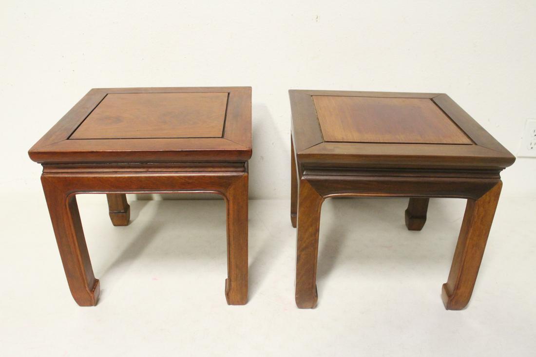 Pair Chinese rosewood square low tables (1 of 11)