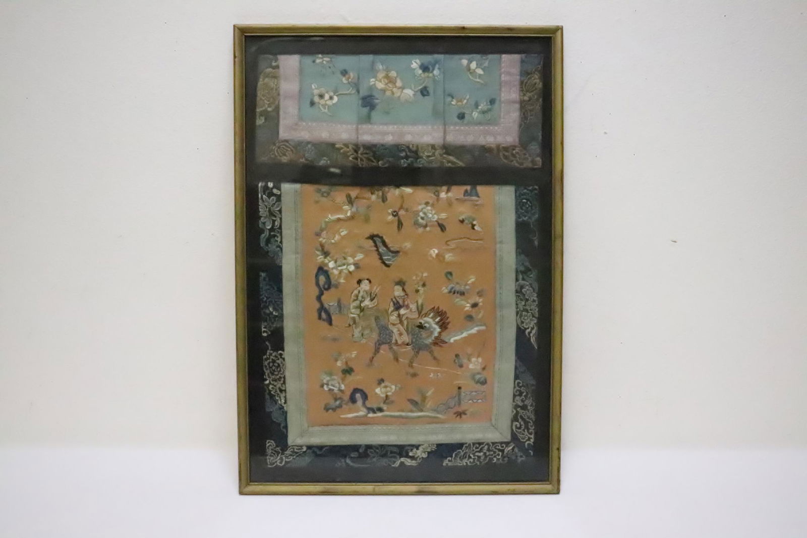 Chinese antique framed embroidery panel (1 of 10)