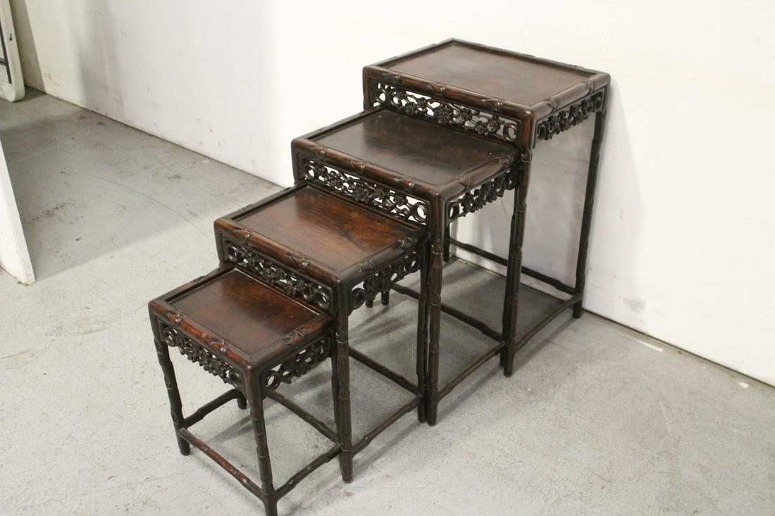 4 Chinese antique rosewood nested tables (1 of 11)