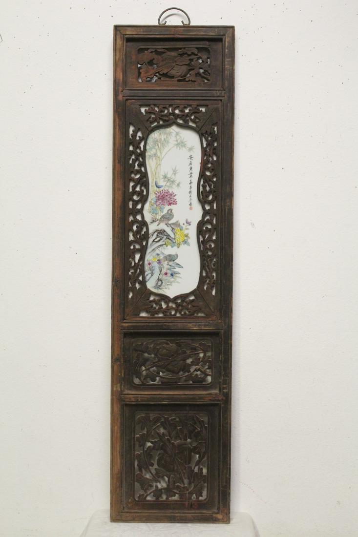 Vintage Chinese framed porcelain plaque (1 of 8)