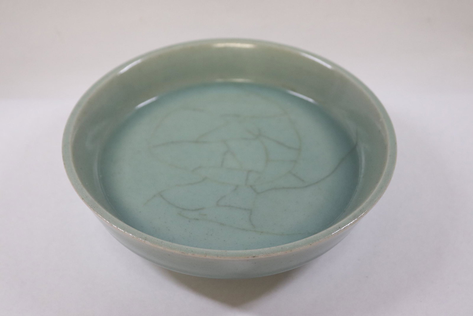 A fine Song style celadon brush wash: A fine Song style celadon brush wash, 2"Hx6.95"dia