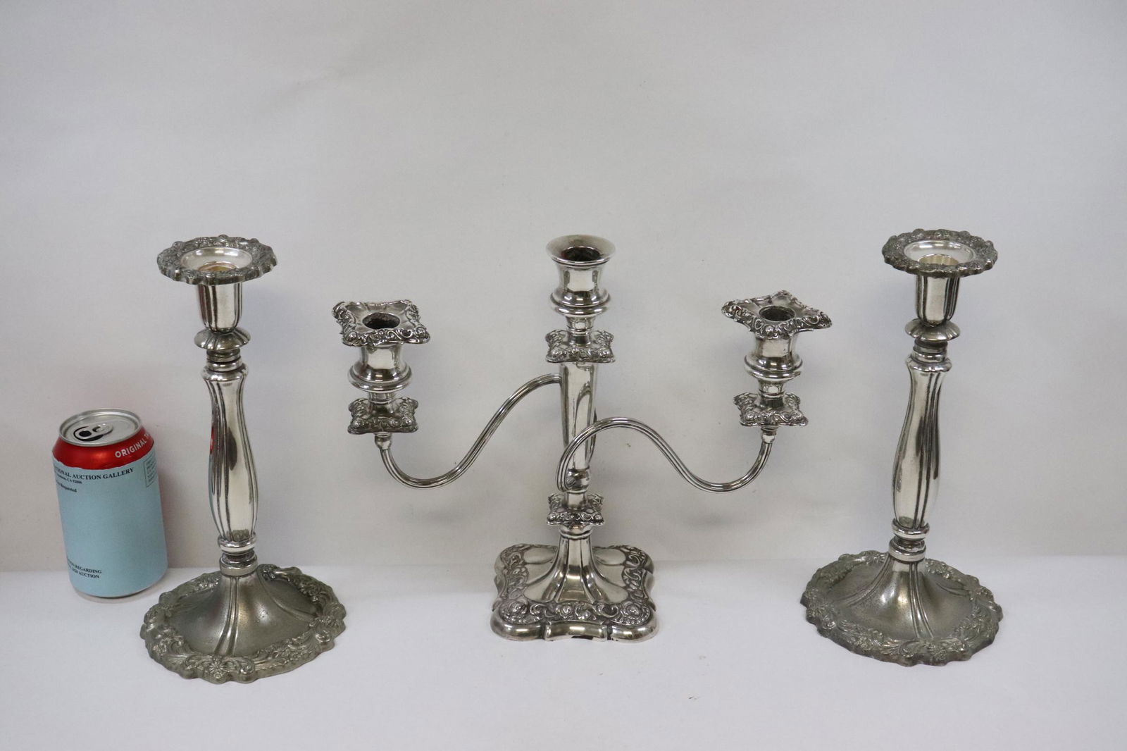 Pr silver on bronze candle holders, & a s/p candelabra (1 of 10)