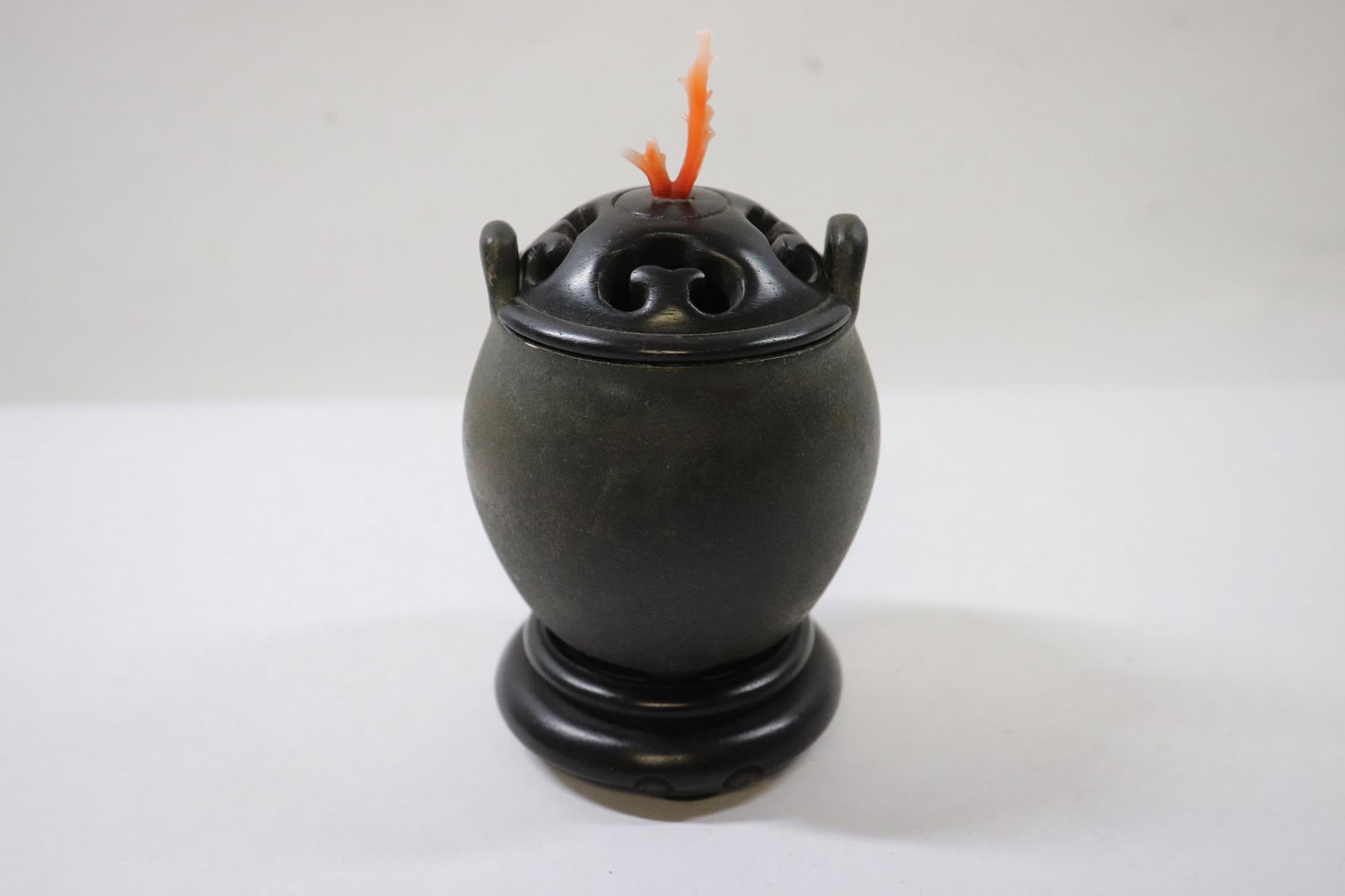 Chinese vintage bronze censer w/ zitan wood cover (1 of 9)