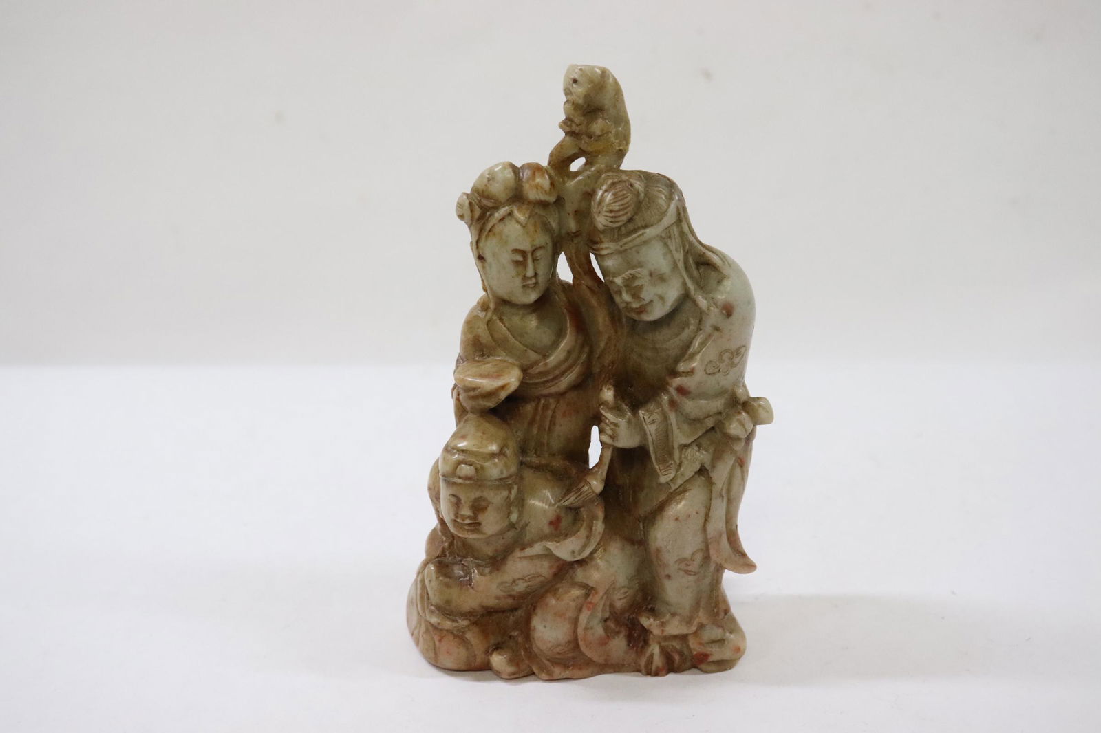 Chinese antique shoushan stone carved figure: Chinese antique shoushan stone carved figure, 4.75"H