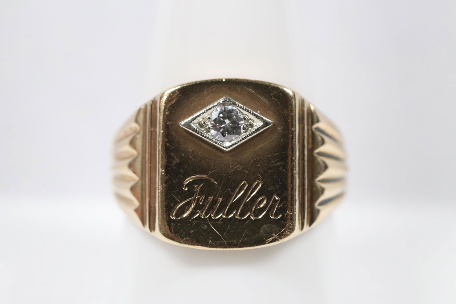 A 10K Y/G Masonic diamond ring(?) (1 of 10)
