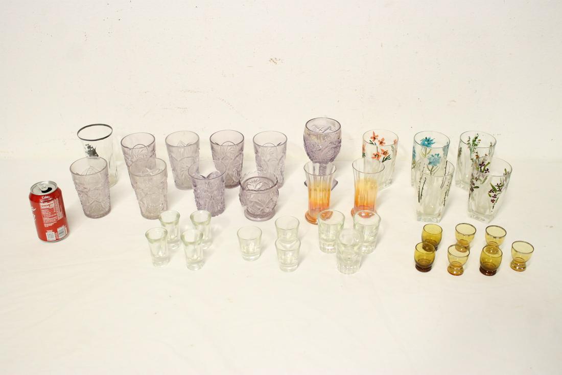 Lot of Victorian glasses, deco glasses, & shot glasses: Lot of Victorian glasses, deco glasses, and shot glasses