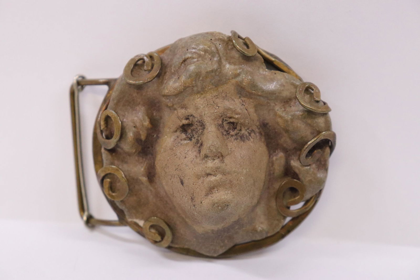 Art nouveau lady's belt buckle, signed E. Hagan (1 of 8)