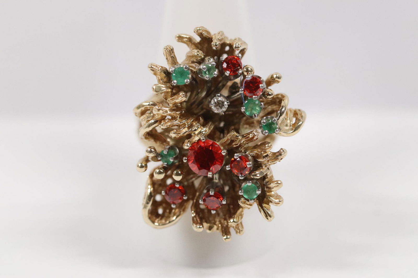 heavy 14K Y/G ring with diamond and color stones (1 of 11)