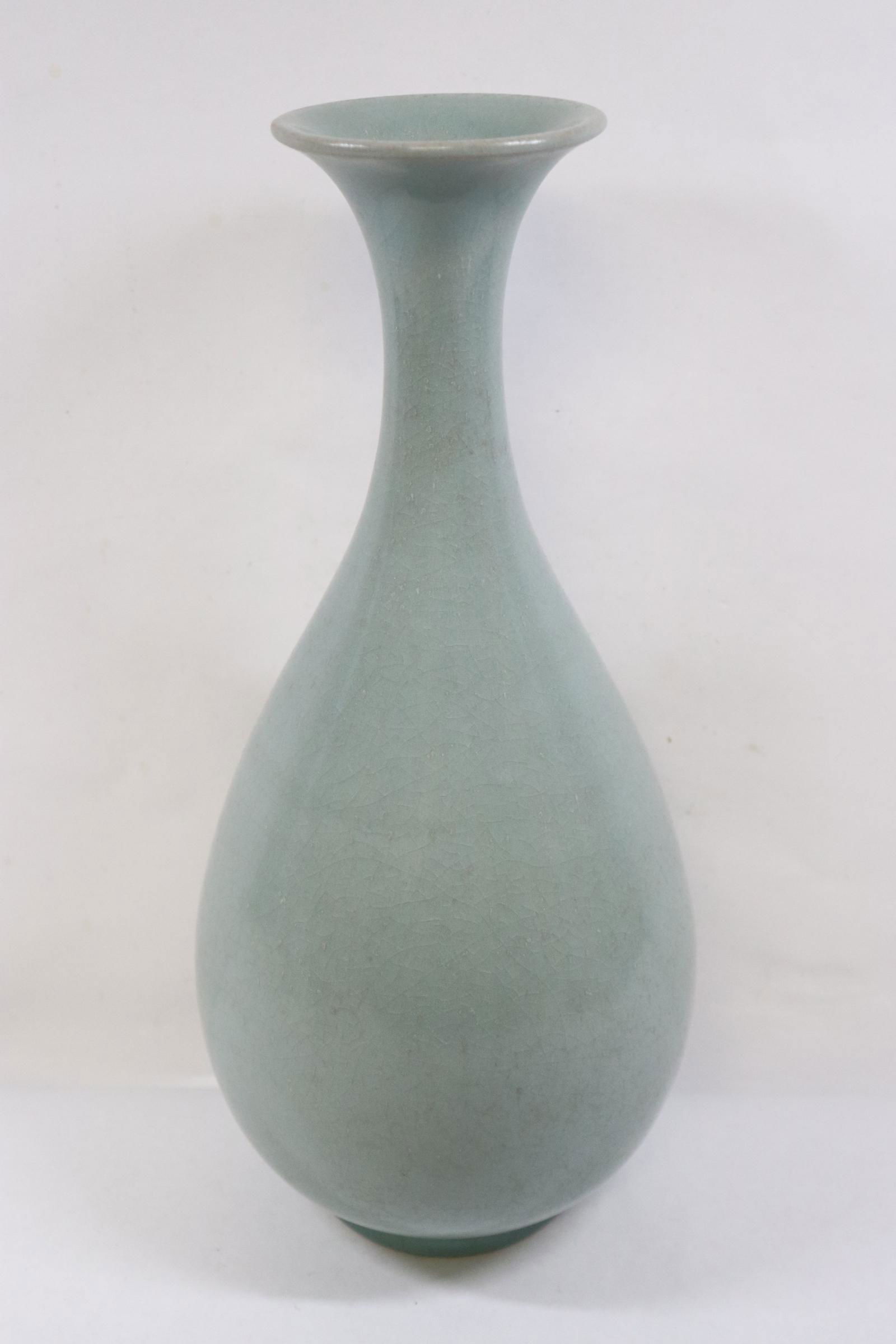 A Song style light celadon porcelain bottle vase (1 of 9)