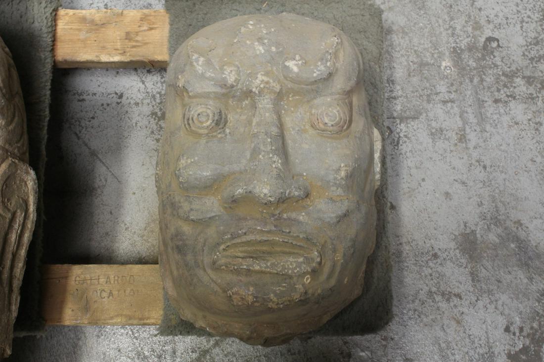 Rare Chinese antique stone carved Lohan head: Rare Chinese antique stone carved Lohan head, damage, 16.2"H