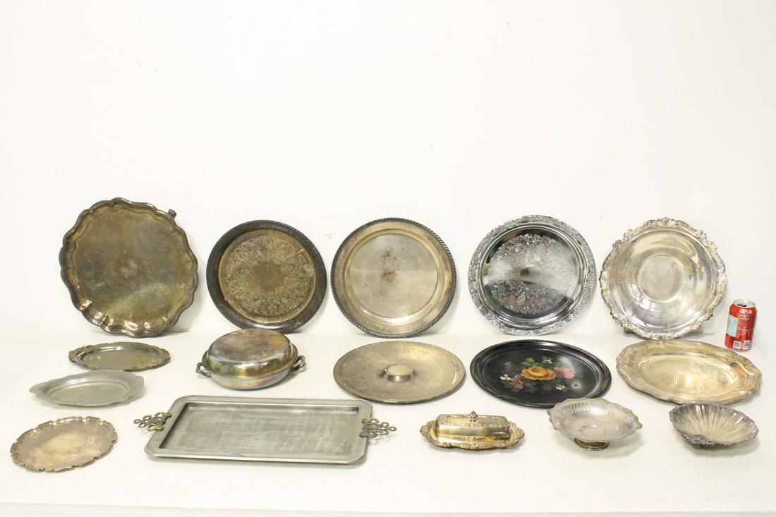 Lot of silverplate trays and more: Lot of silverplate trays and more