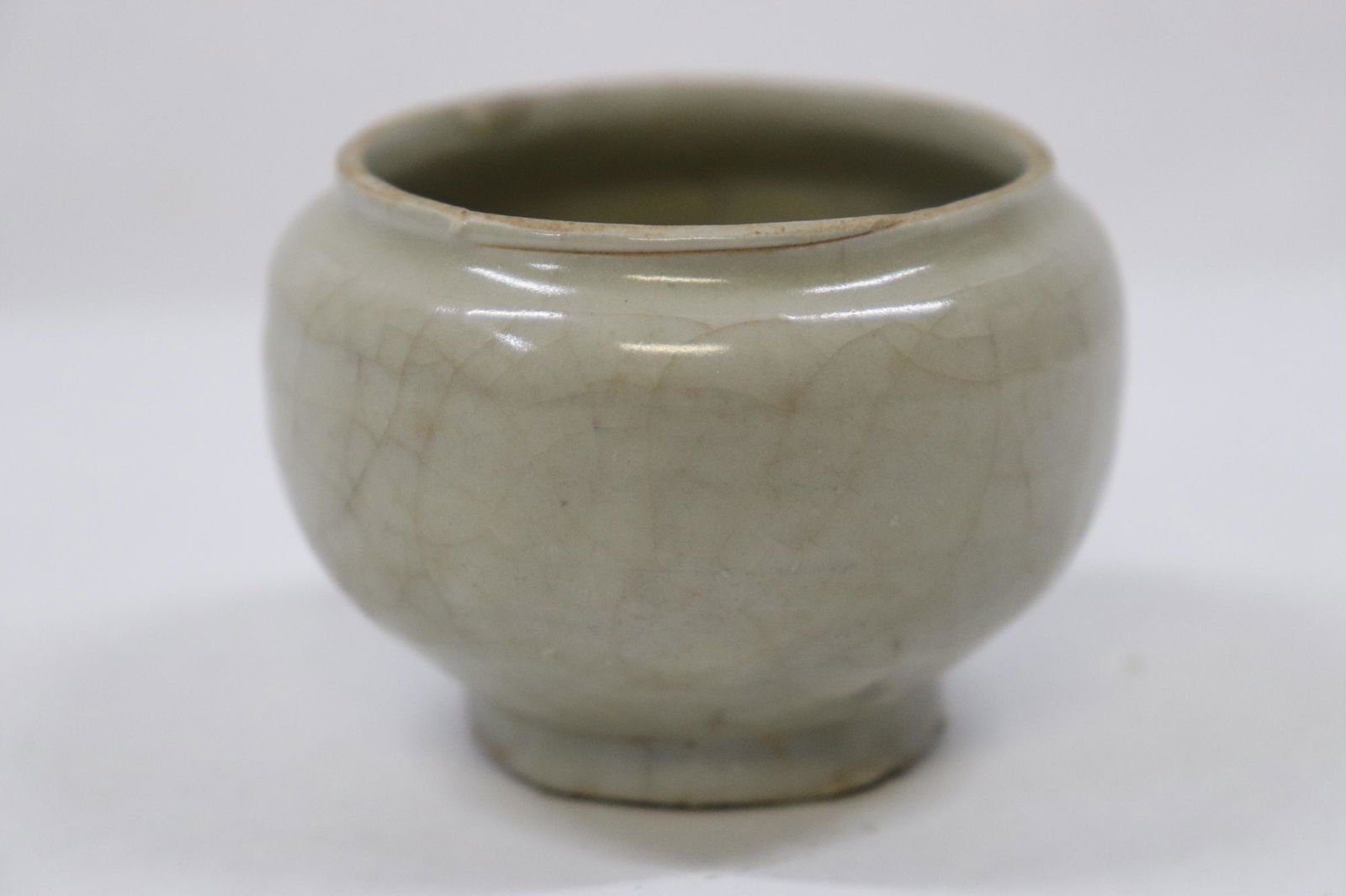 Chinese antique small light celadon jar: Chinese antique small light celadon jar, possible Song dynasty, 2.15"Hx2.85"dia