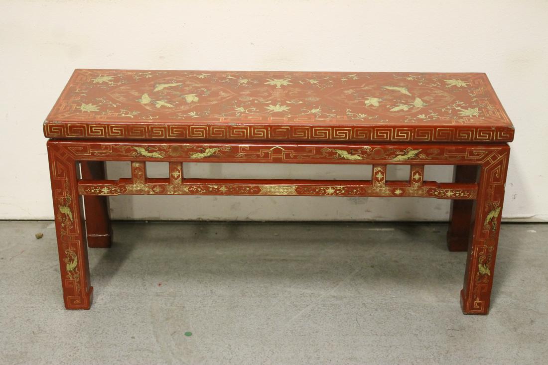 Chinese vintage lacquer low table: Chinese vintage lacquer low table, 20.75"Hx43"x14.6"