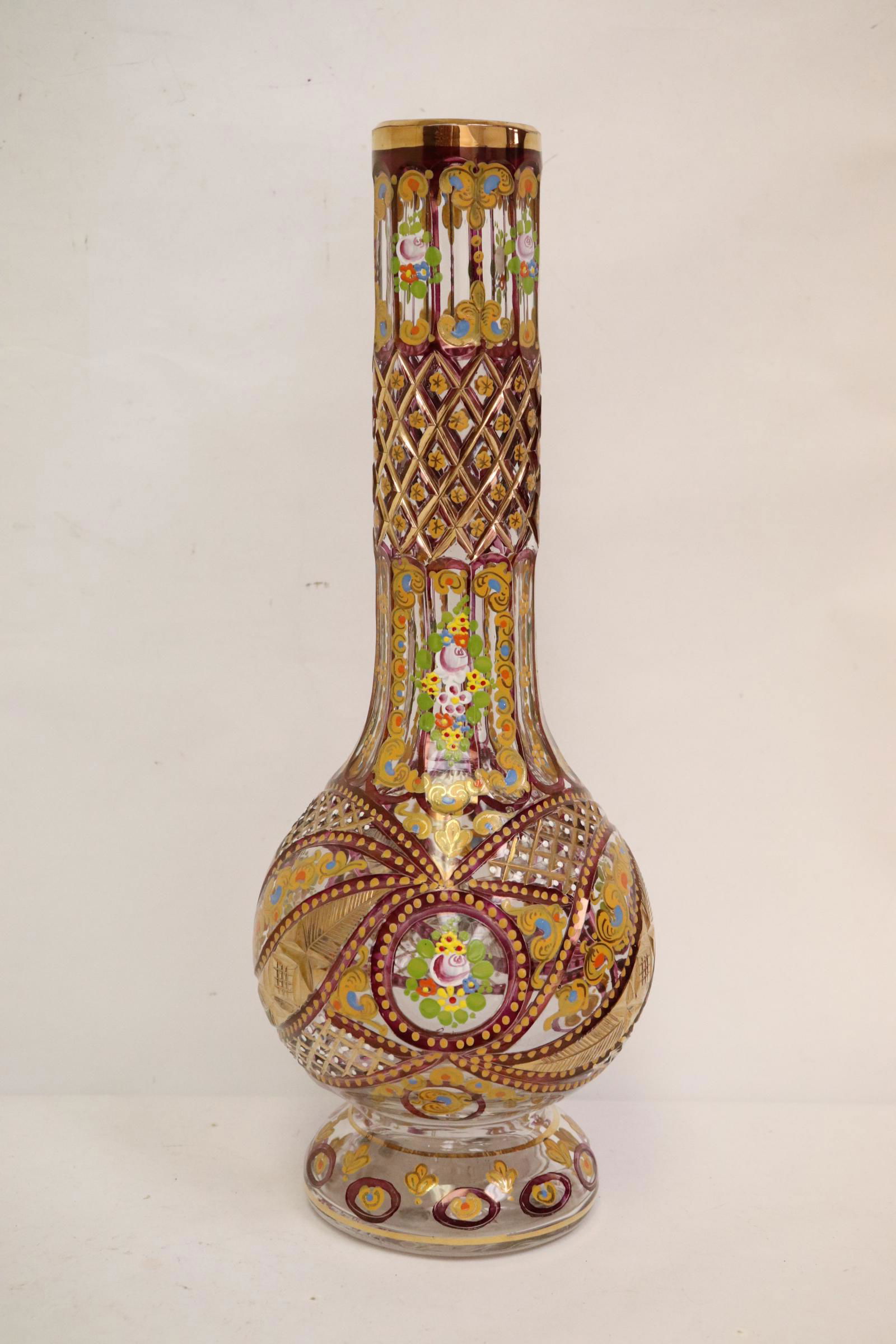 Beautiful Persian enamel on crystal vase (1 of 9)