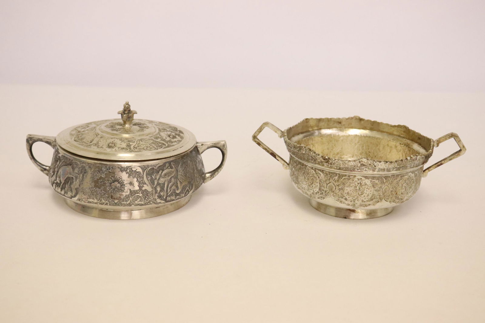 Persian silver cream and sugar (1 of 10)