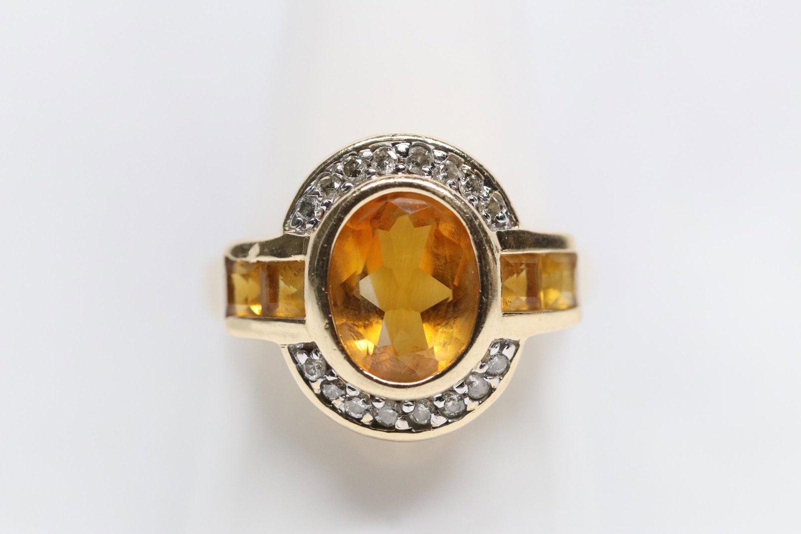 14K Y/G deco citrine diamond ring (1 of 11)