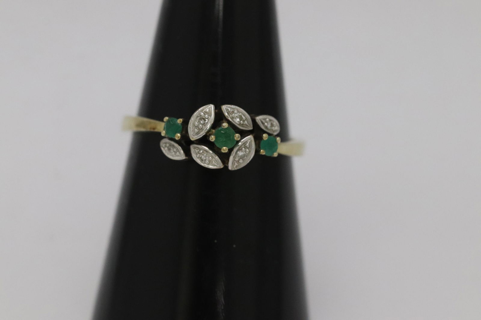 14K Y/G ring with diamonds and emeralds (1 of 8)