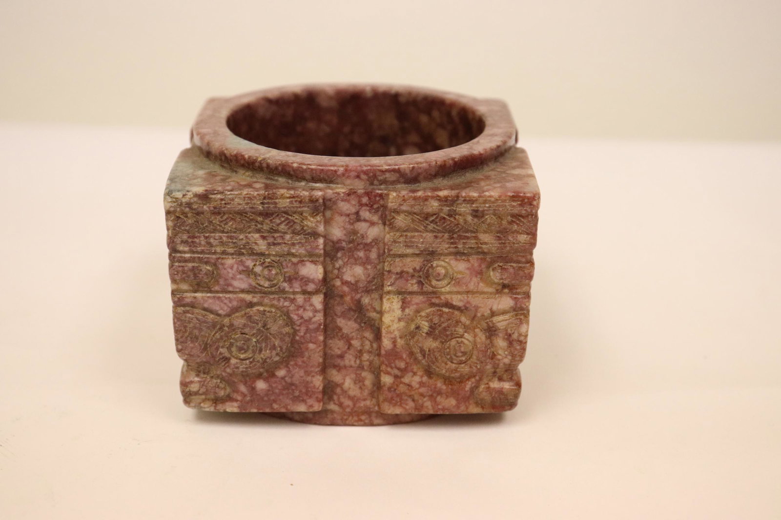 A fine Chinese jade like stone carved zong (1 of 10)