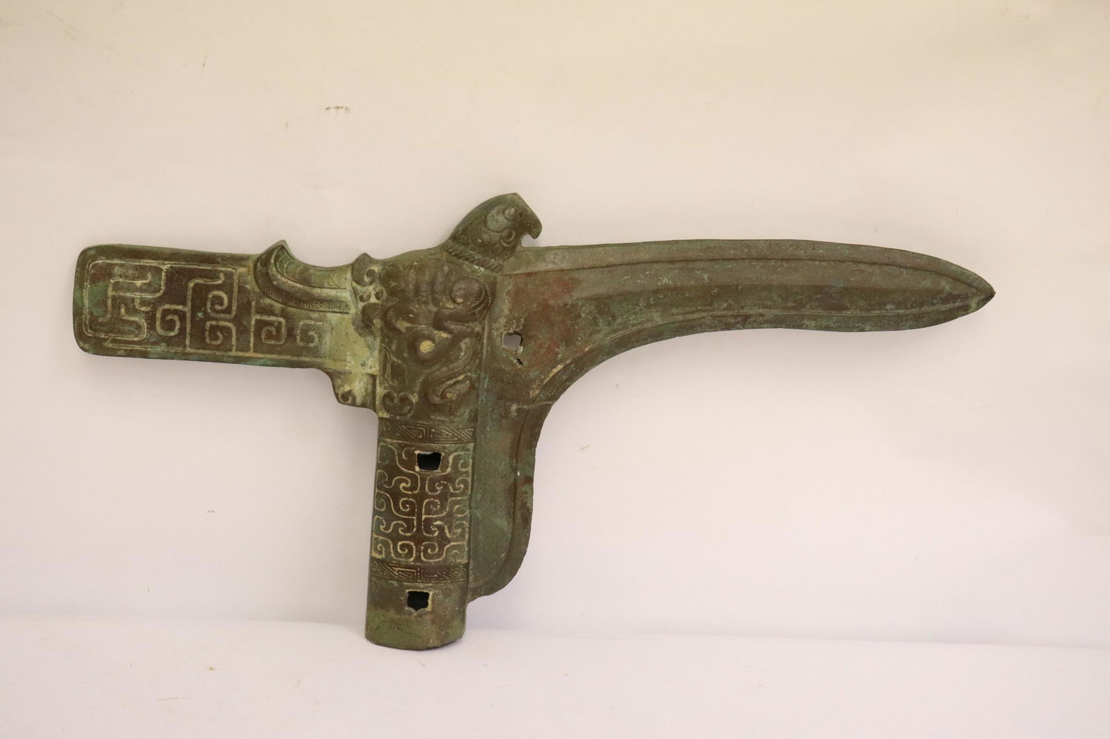 Chinese archaic style bronze weapon finial (1 of 10)