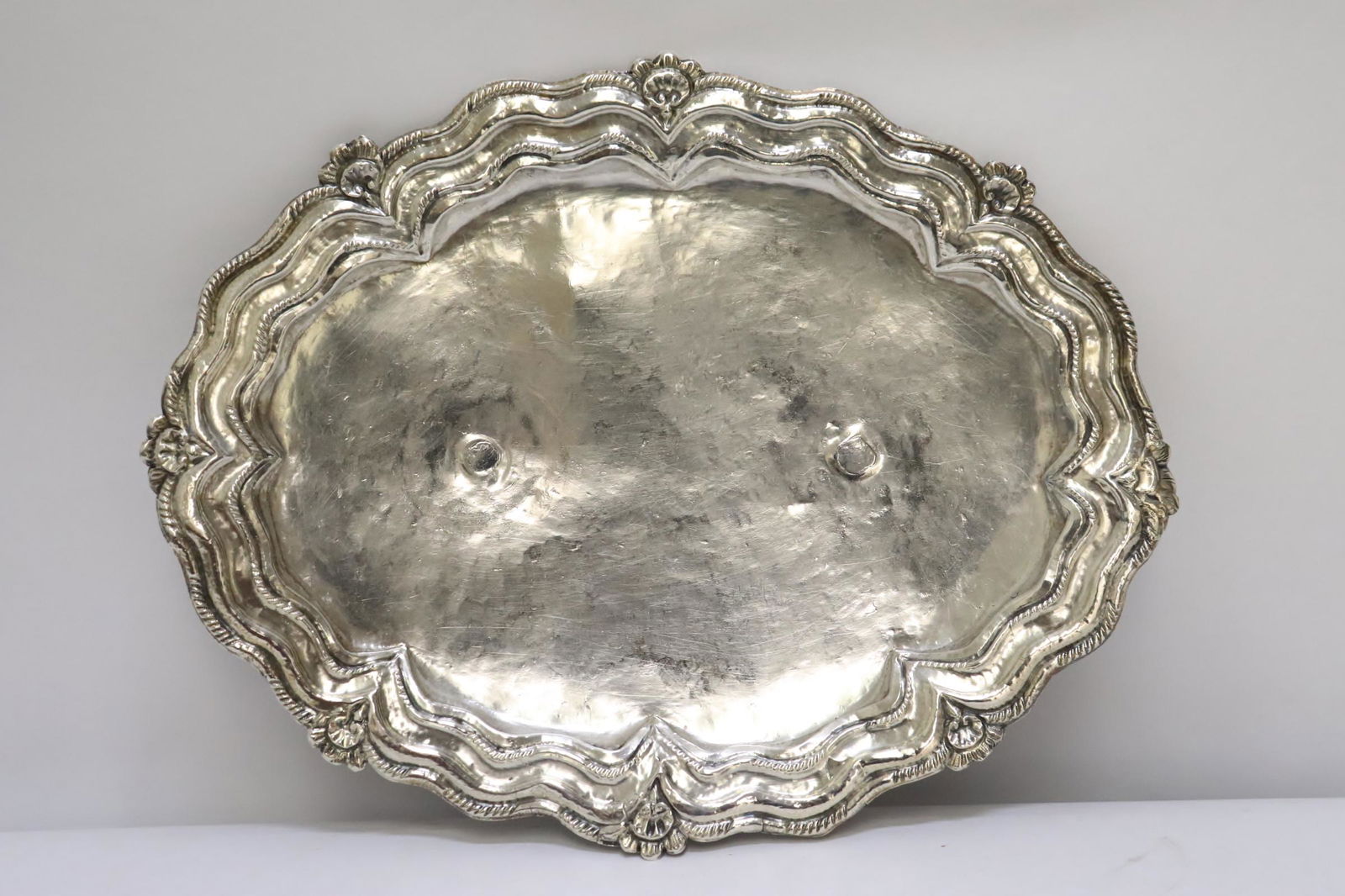 Spanish colonial hand hammered silver platter (1 of 10)