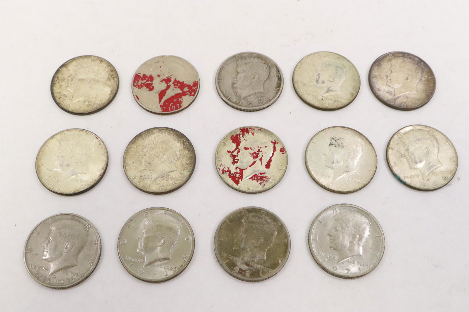 14 Kennedy half dollars: 14 Kennedy half dollars; 1964(4), 1966, 1967, 1968, 1969, 1971(3), 1972, 1976(2)