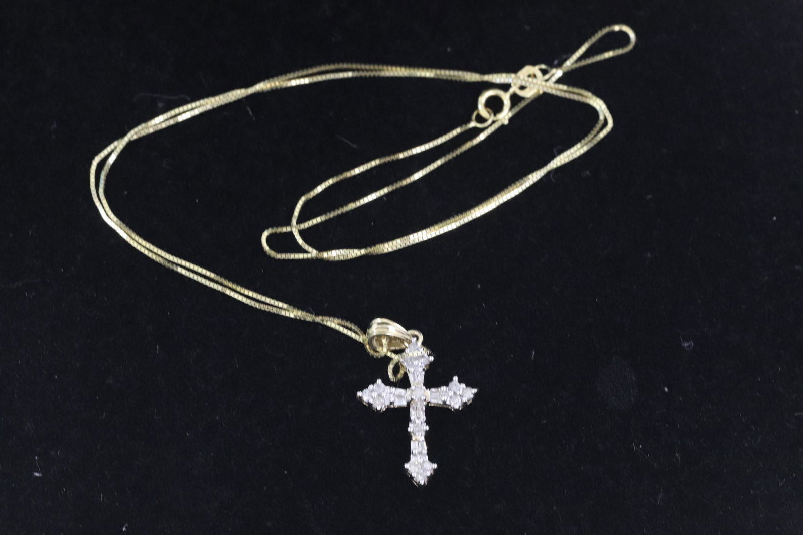 10K Y/G diamond cross with 10K necklace (1 of 13)