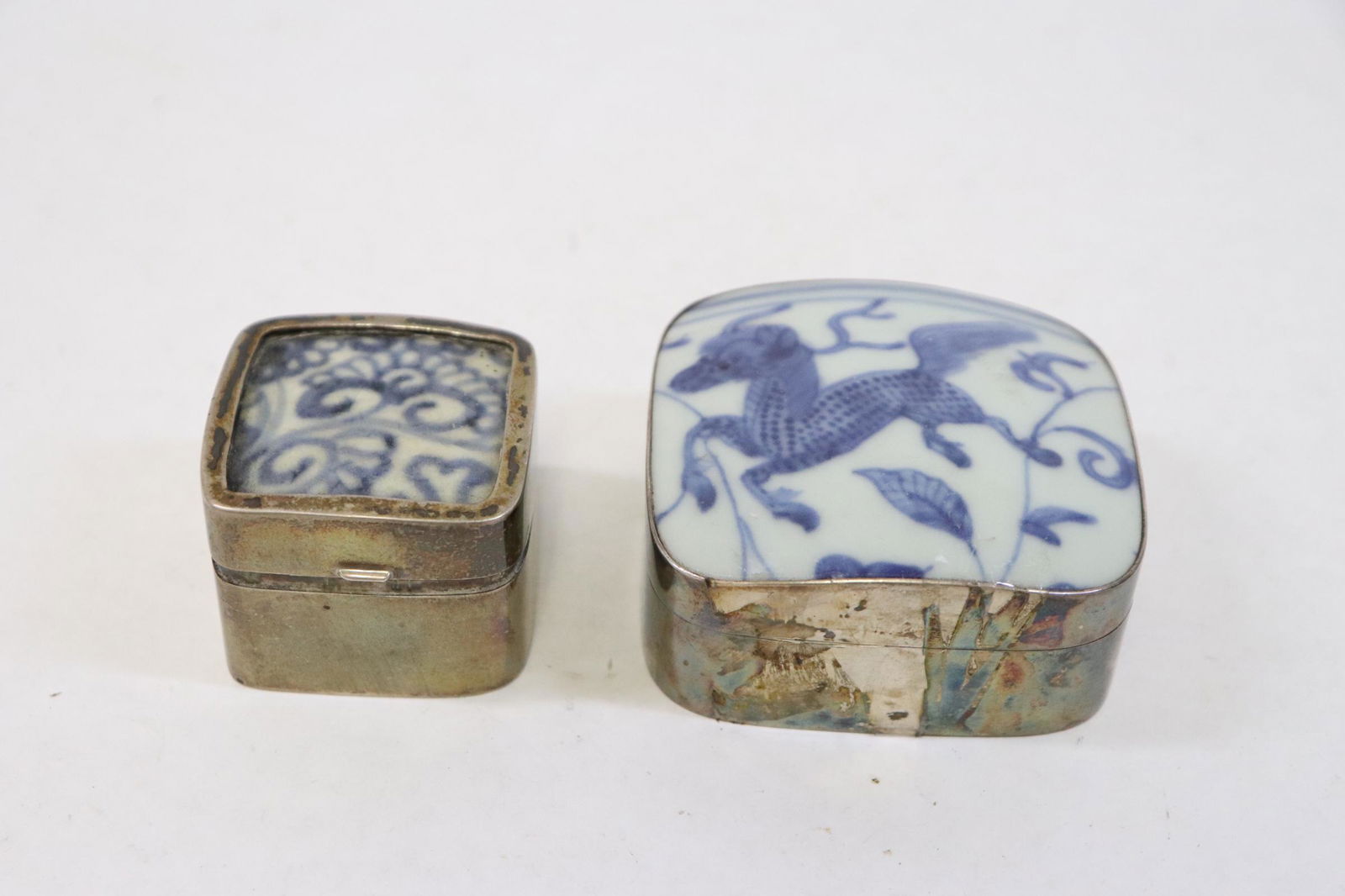2 sterling boxes with Chinese antique porcelain tops (1 of 11)