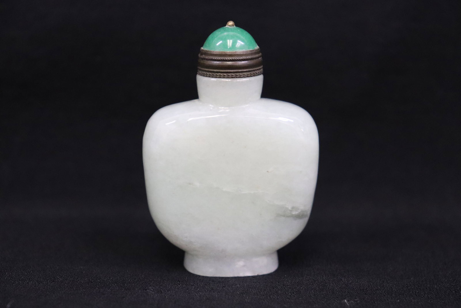 Chinese light apple green jadeite carved snuff bottle (1 of 9)