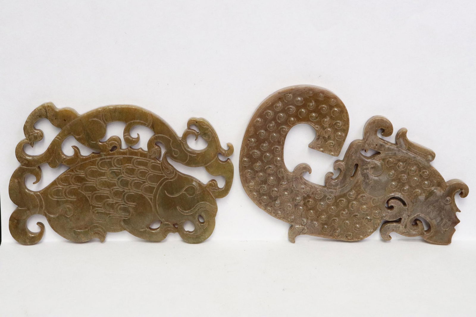 2 jade like stone carved plaques (1 of 12)