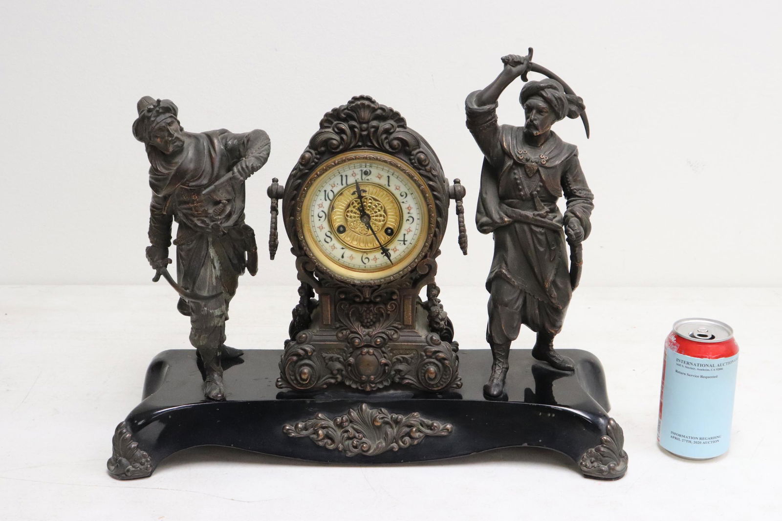 antique speltor key-wind clock by Waterbury (1 of 10)