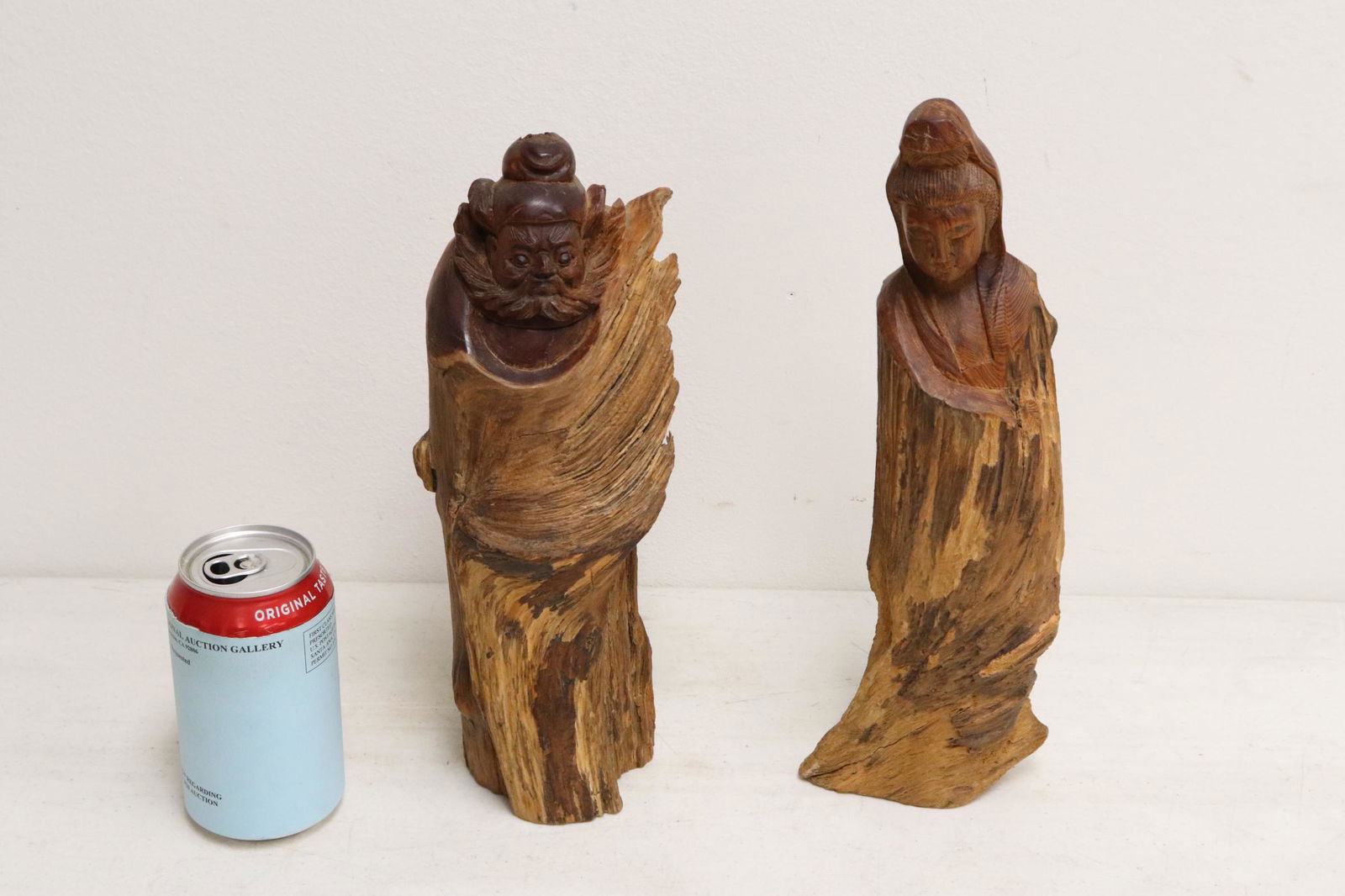 2 finely carved Chinese root wood figure of deity (1 of 9)