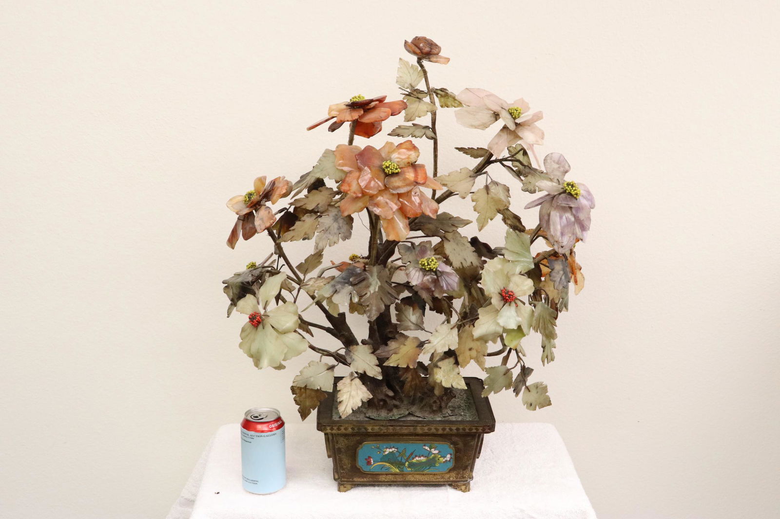 Large Chinese jade tree with cloisonne planter (1 of 11)