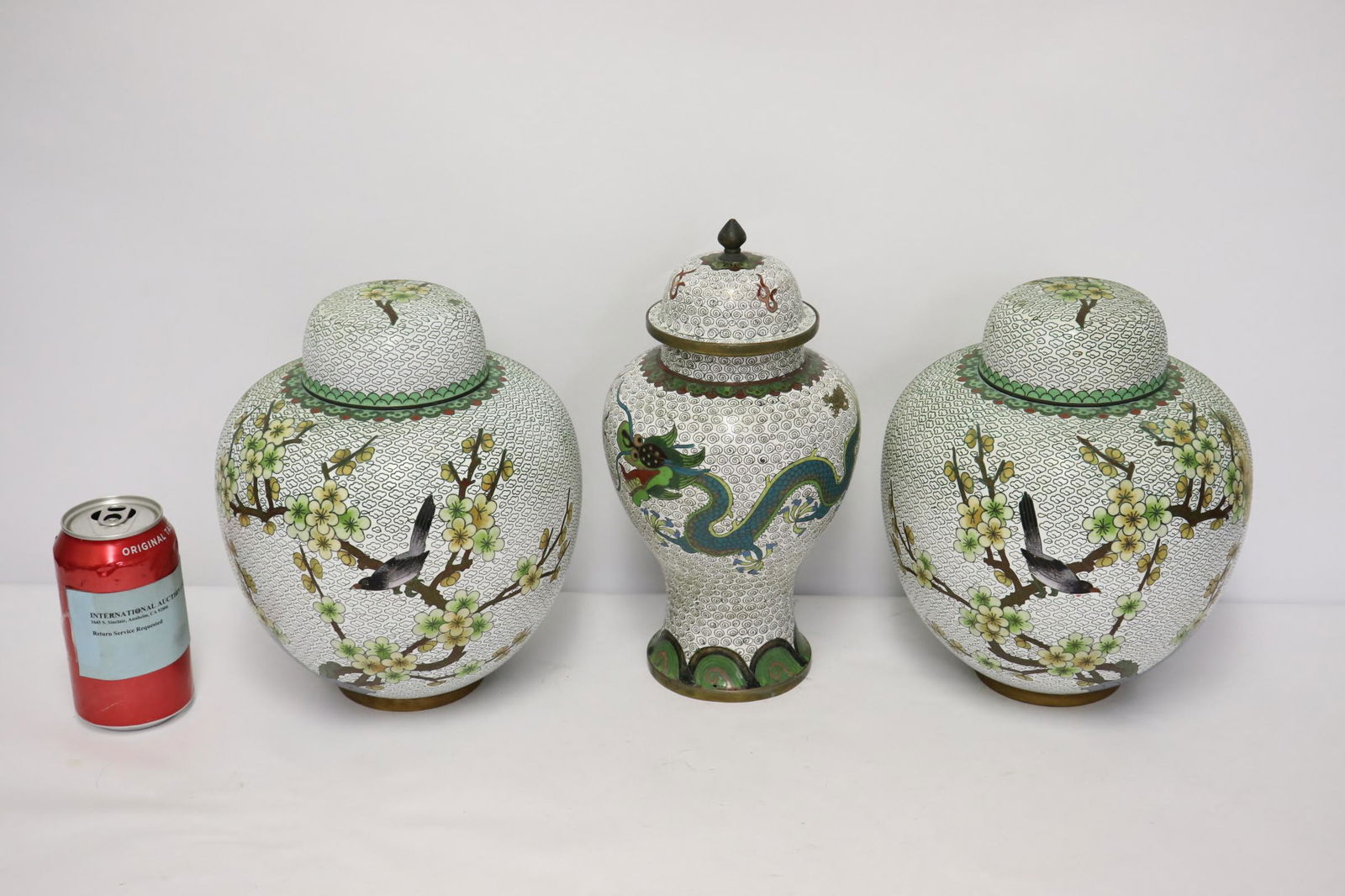 3 Chinese cloisonne covered jars (1 of 10)