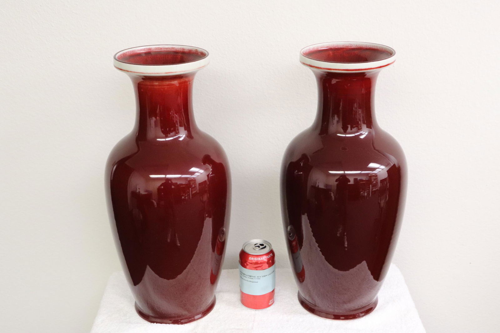 Pair Chinese red glazed porcelain vases (1 of 11)