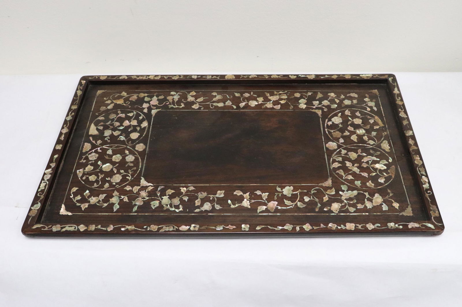 Chinese antique rosewood tray w/ MOP inlaid (1 of 10)