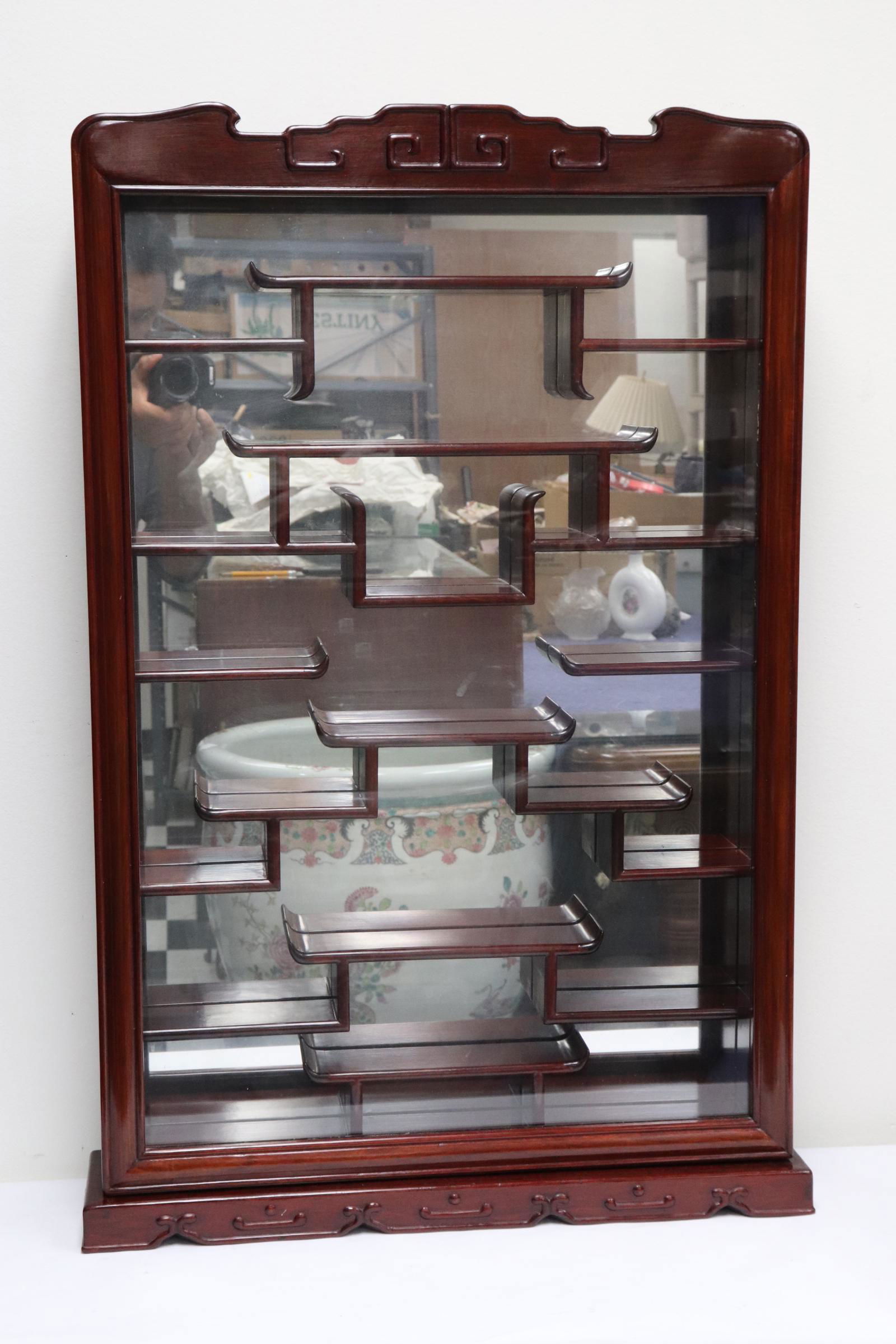 Chinese rosewood wall hanging curio cabinet (1 of 10)