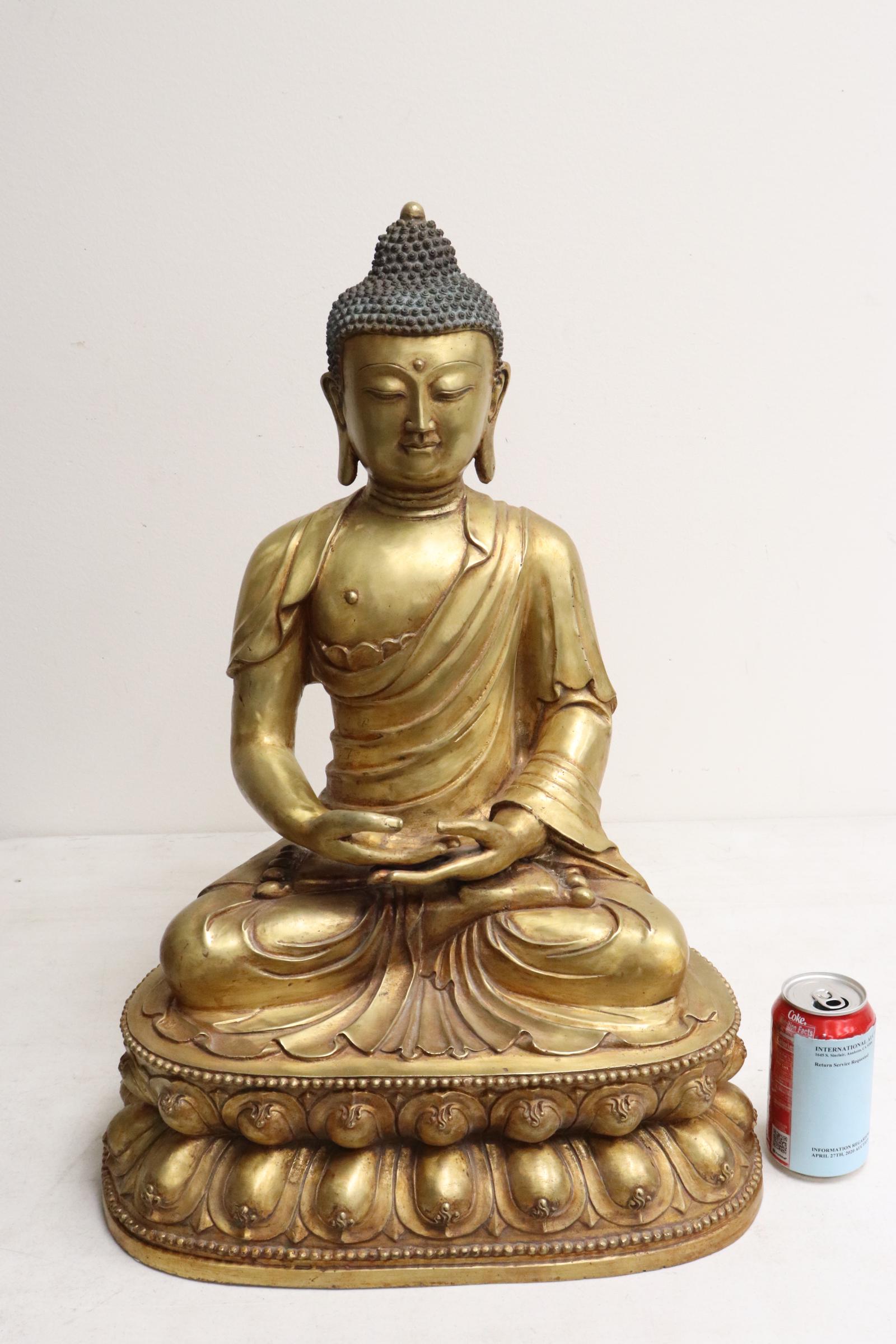 Chinese large gilt bronze sculpture of deity (1 of 10)