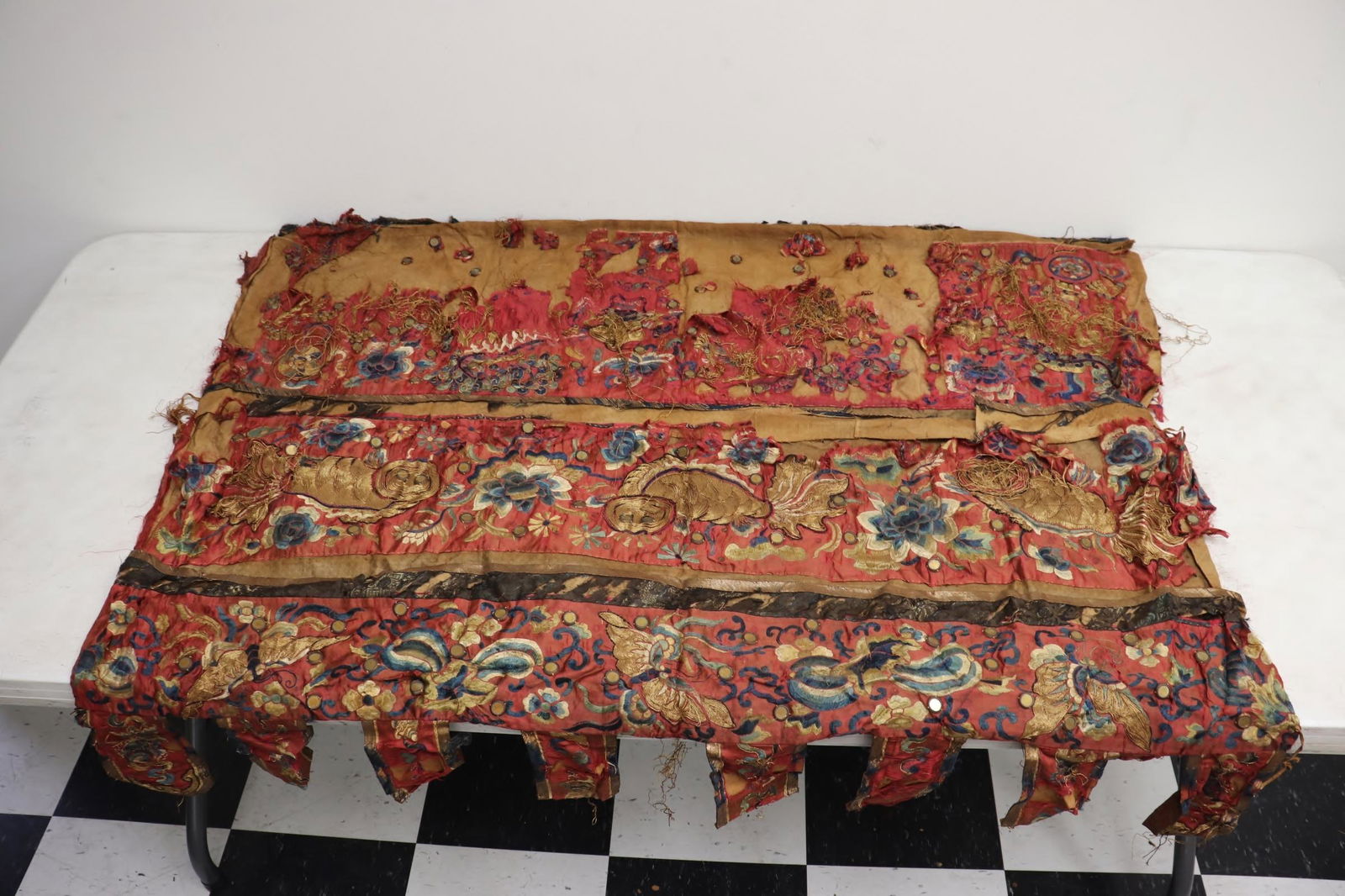 Chinese antique long silk embroidery panel (1 of 10)