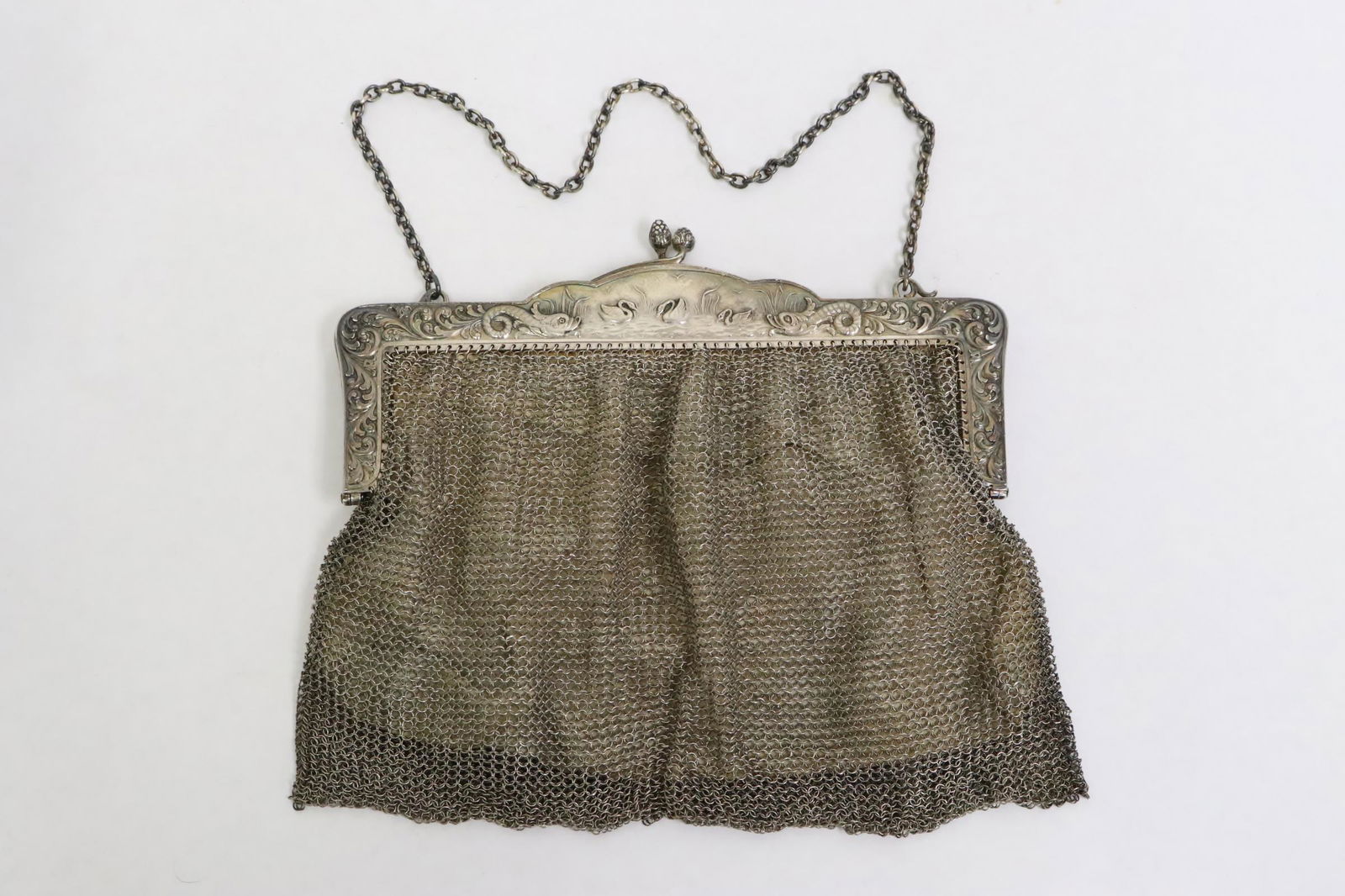 antique continental 800 silver mesh evening bag (1 of 12)