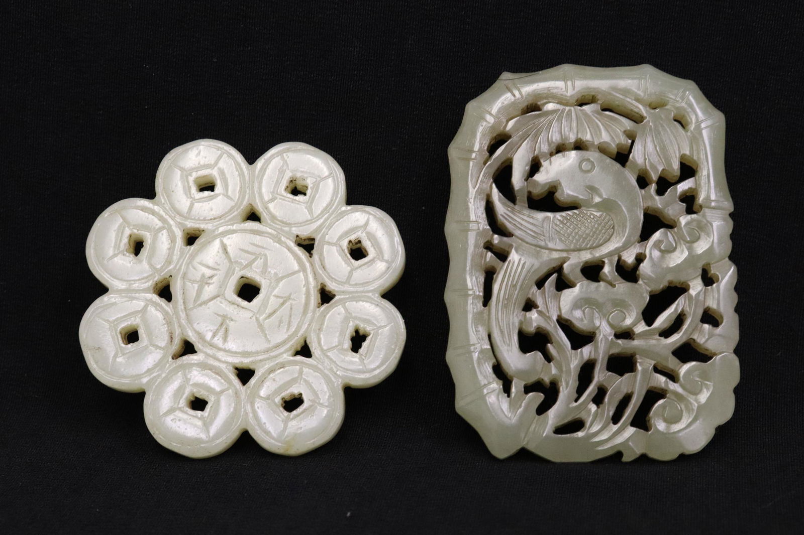 2 Chinese jade like stone carved ornaments (1 of 9)