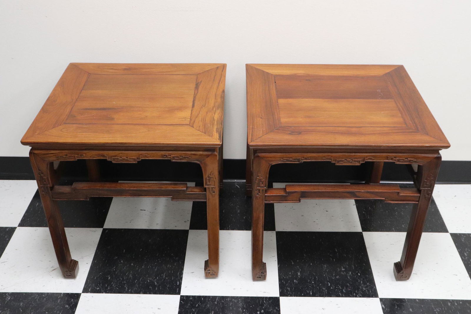 Pair Chinese rosewood square low tables (1 of 12)