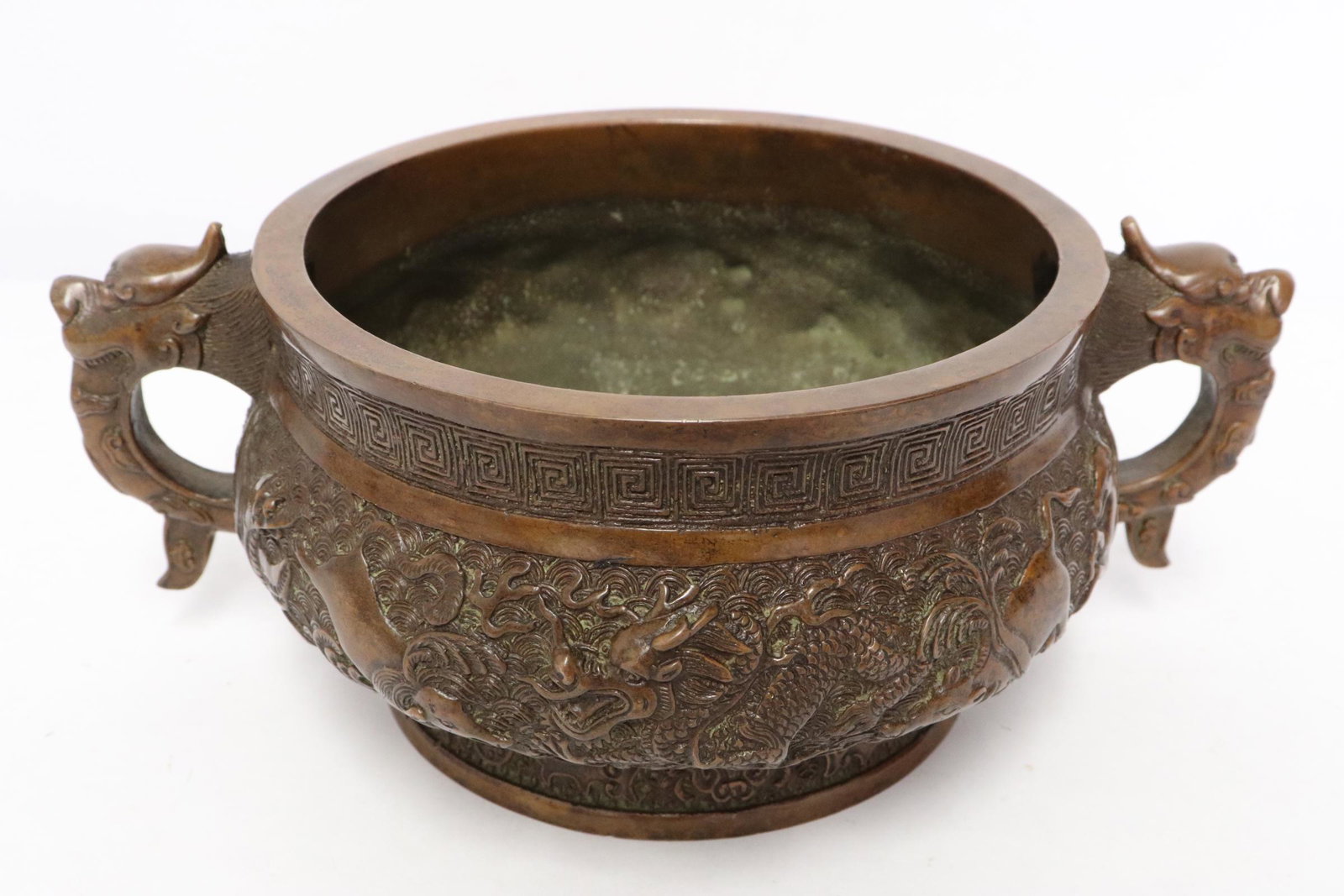 Chinese handled bronze censer (1 of 10)