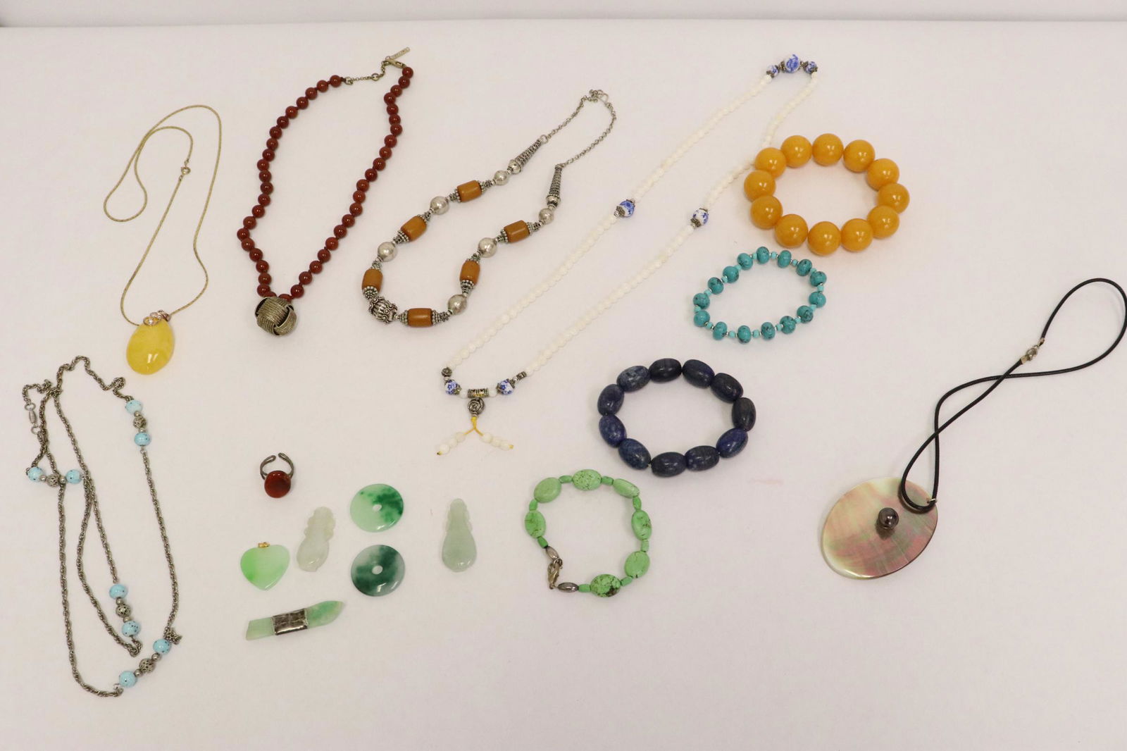 Lot of misc. necklaces, bracelets, jadeite like (1 of 12)