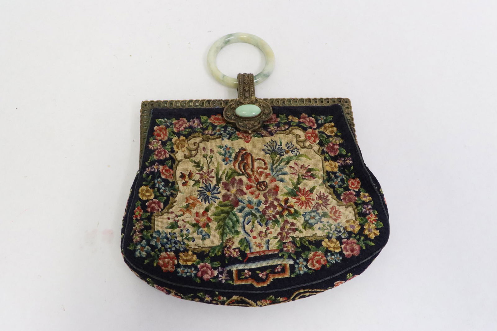 Antique petty point bag w/ jadeites (1 of 10)