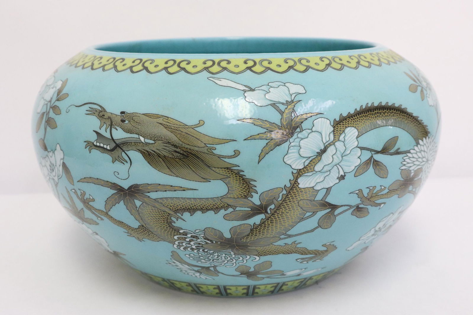 Chinese blue background famille rose basin (1 of 10)