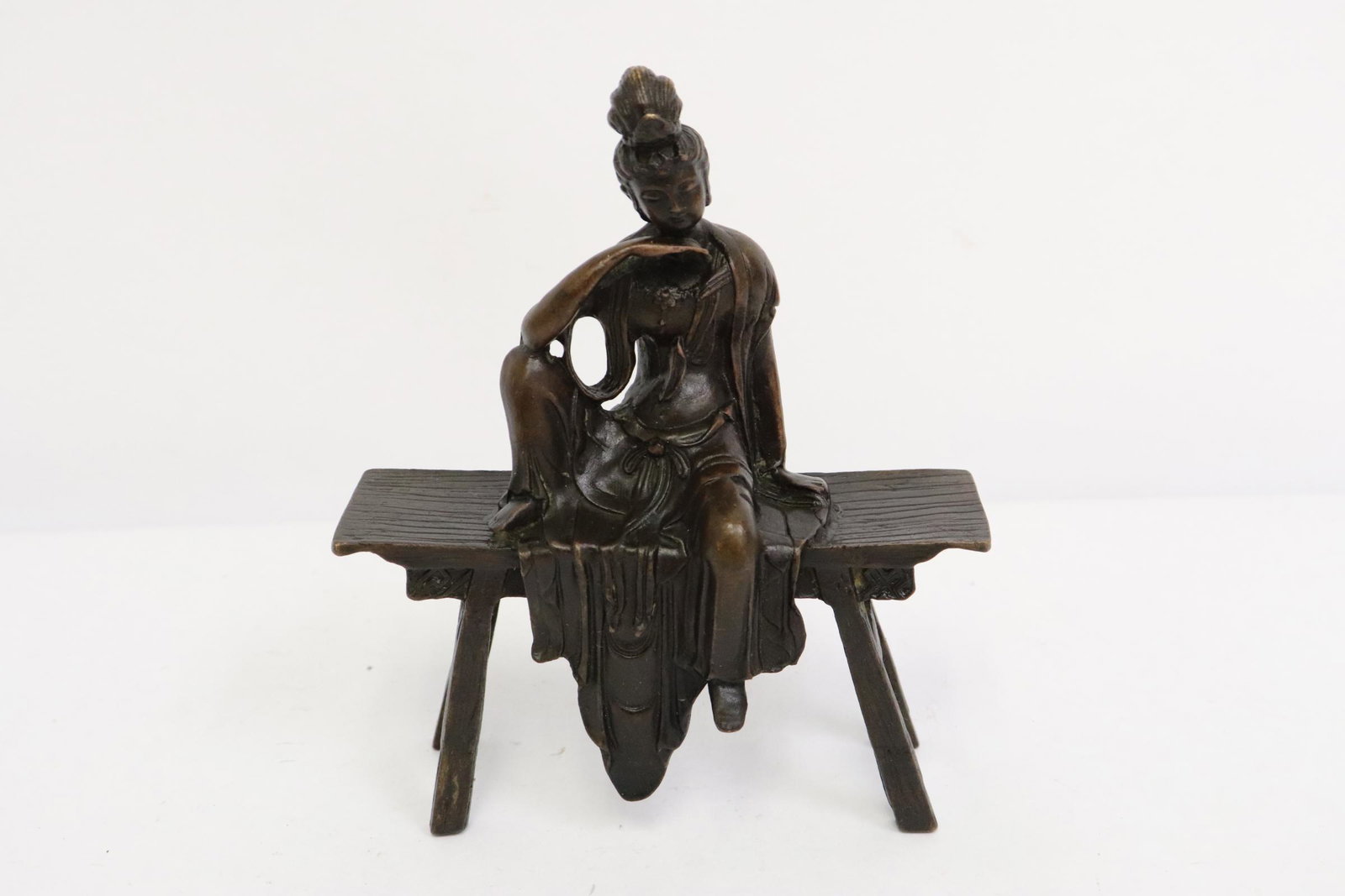 Chinese bronze sculpture to depict seated deity (1 of 10)