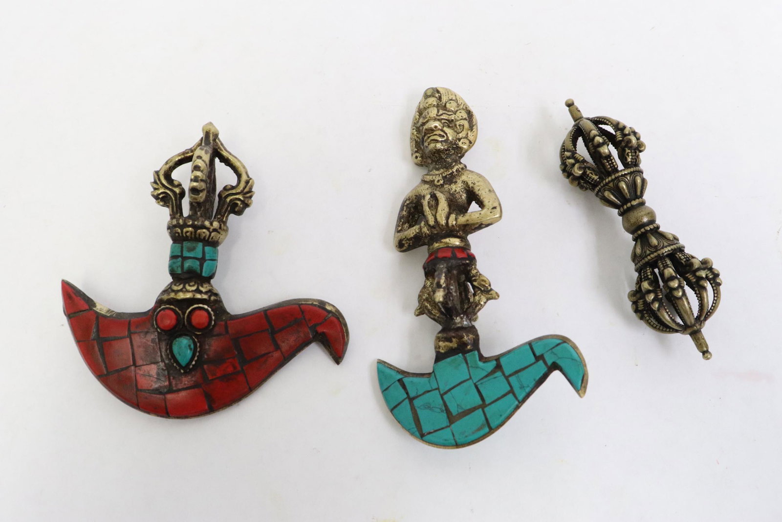 3 Tibetan bronze/ brass ornaments (1 of 10)