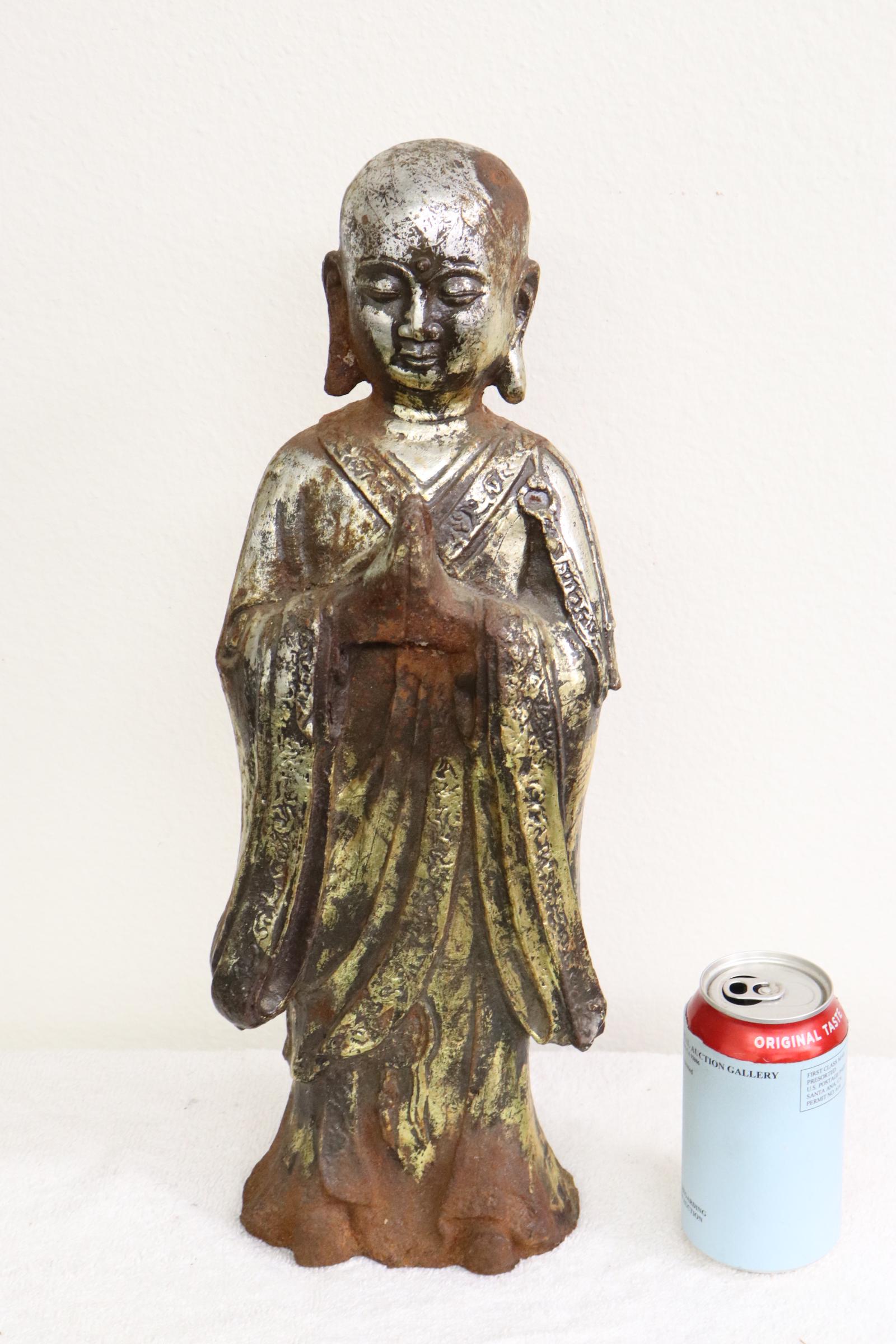Nepal gilt cast iron sculpture of deity: Nepal gilt cast iron sculpture of deity, 18"H