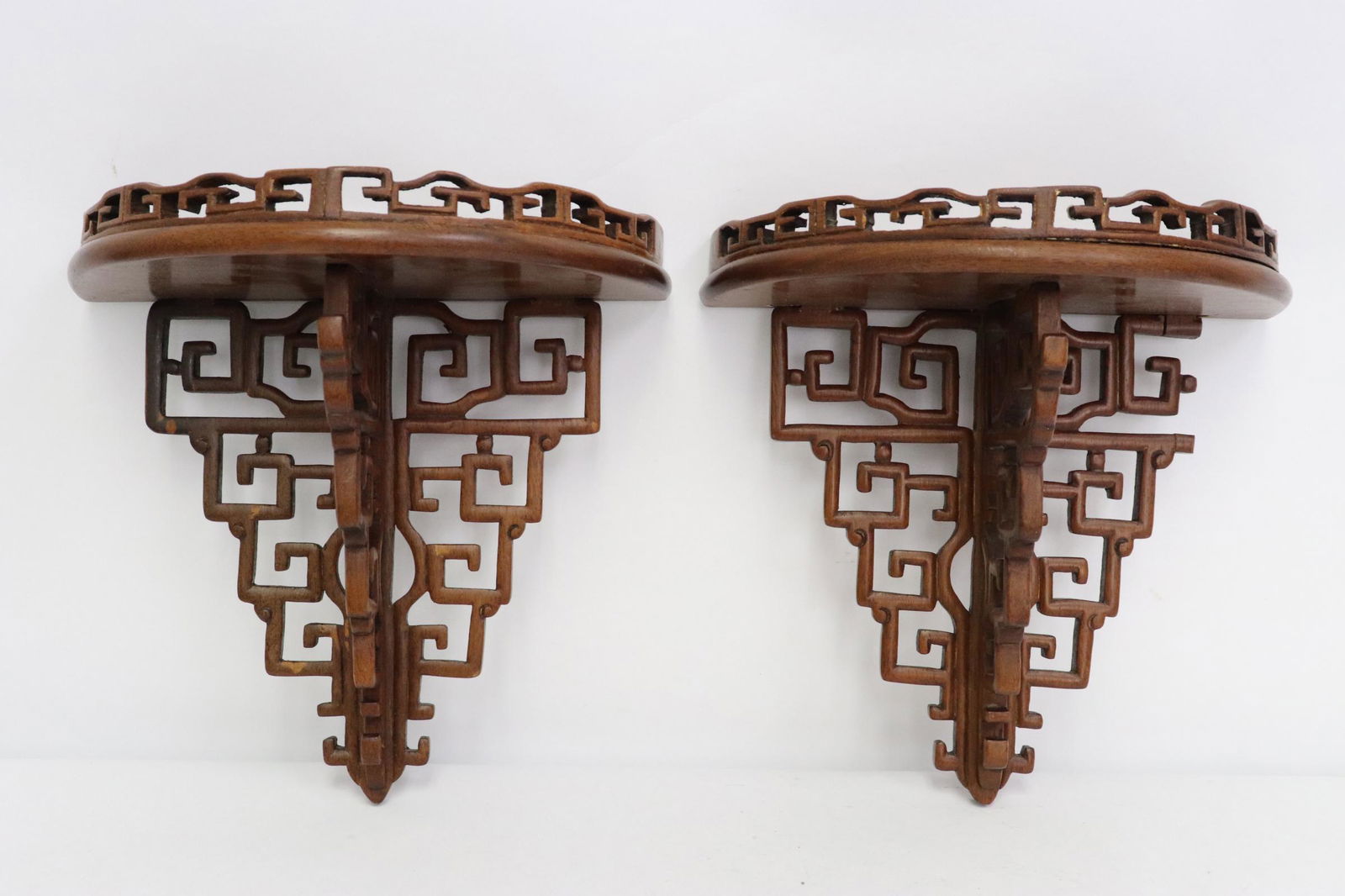 Pair Chinese rosewood wall shelves (1 of 11)